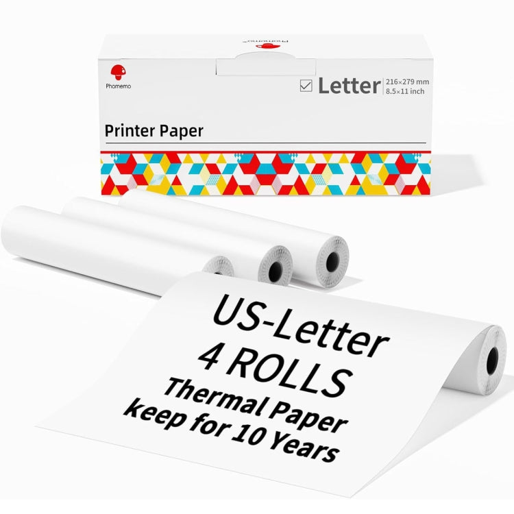 Writing Quick-Drying Thermal Paper 10-Year Long-Lasting For M832 / M833 / M834 / M835 Printer, Phomemo 3rolls /Box 53mm, Phomemo 3rolls /Box 80mm, Phomemo 3rolls /Box 110mm, Phomemo 2rolls /Box A4, Phomemo 4rolls /Box A4, Phomemo 2rolls /Box Letter    ...