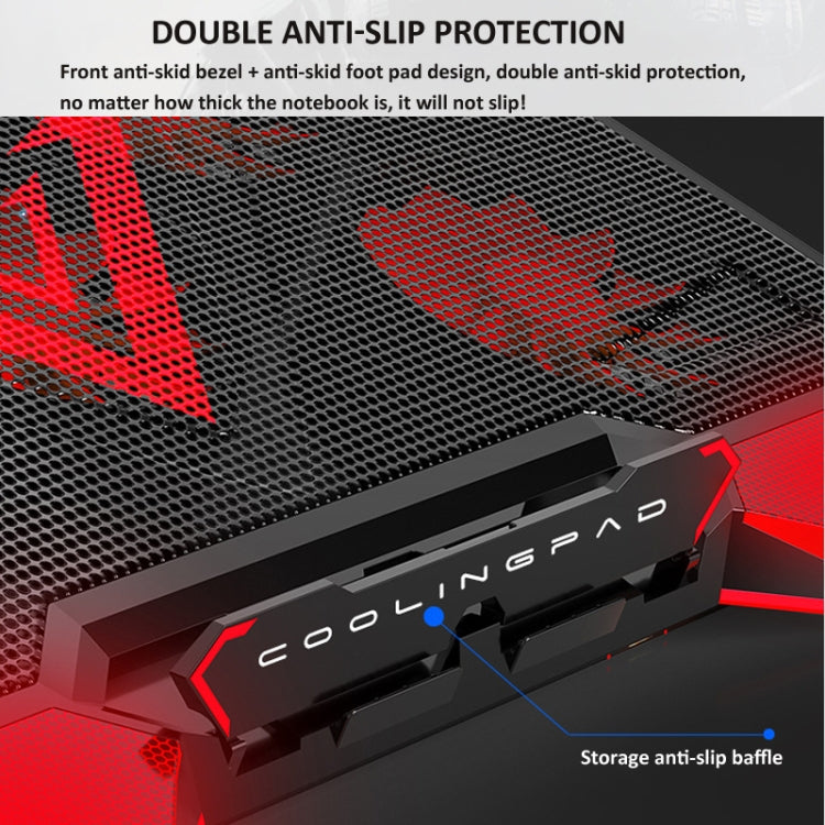 NUOXI 5 Fans Laptop Radiator Bracket Height Adjustable with Dual USB Ports, 5 Fans Black and Red, 5 Fans Black and Blue