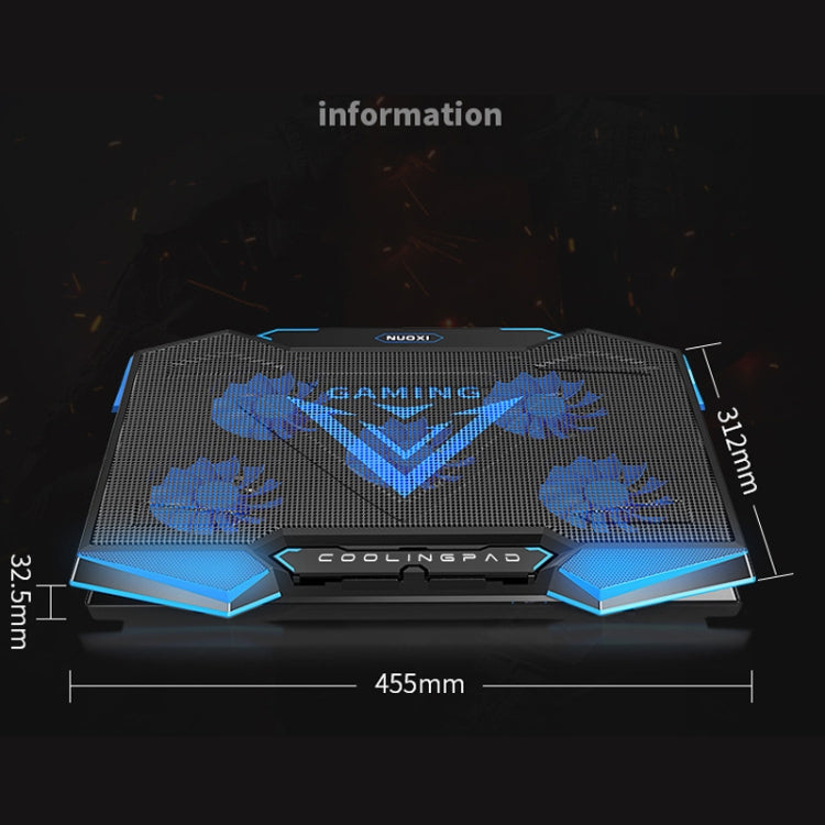 NUOXI 5 Fans Laptop Radiator Bracket Height Adjustable with Dual USB Ports, 5 Fans Black and Red, 5 Fans Black and Blue
