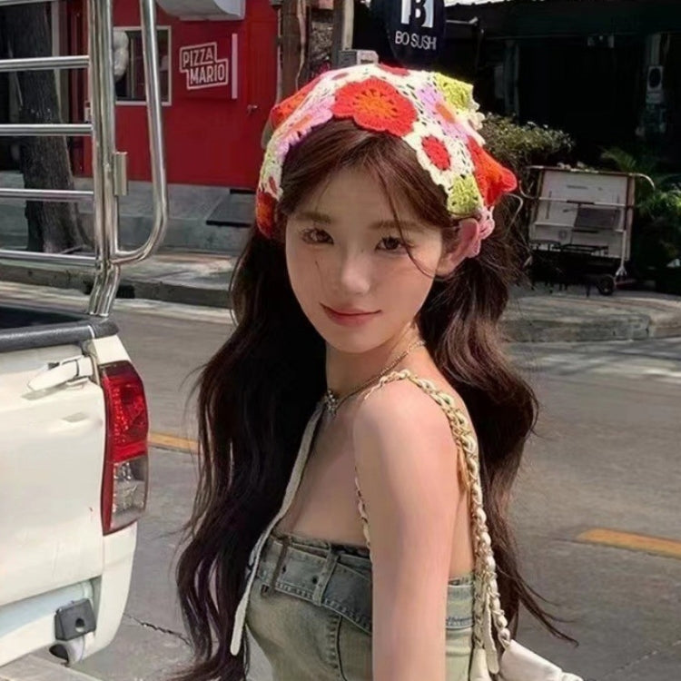 Handmade Crochet Triangle Headband Versatile Vintage Girl Rustic Hairband