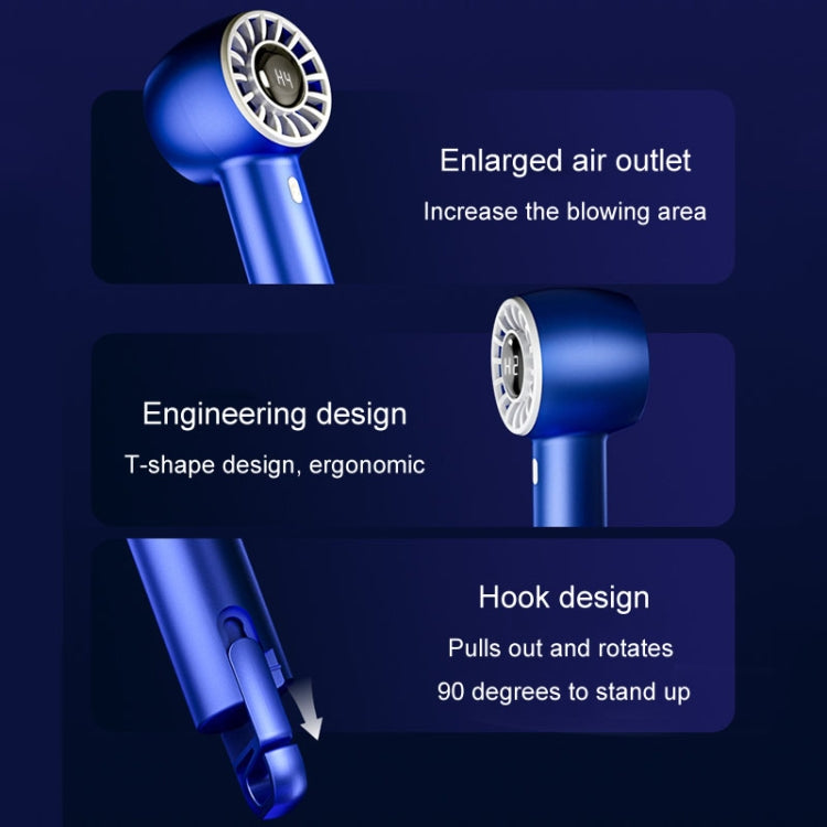 USB Charging Digital Display Handheld Turbo Fan Portable Foldable Buckle Small Fan