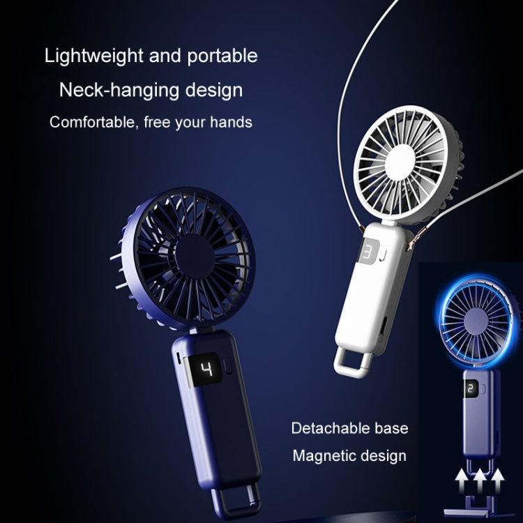 Portable Digital Display Hanging Neck Mute Small Fan USB Charging Handheld Foldable Fan