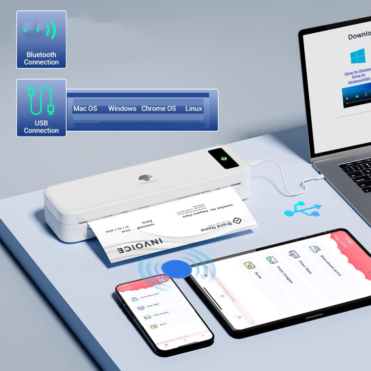 Phomemo M835  Wireless Bluetooth Thermal Printer Support Multi-Size Thermal Paper