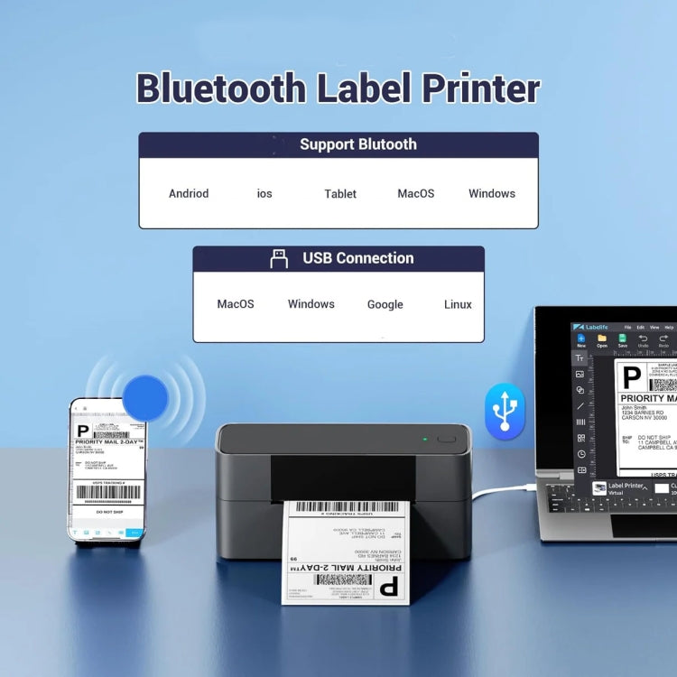 Phomemo PM245-BT Bluetooth Shipping Label Printer Support Labels Width  1- 4.6 Inch