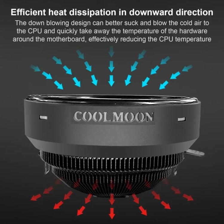 COOLMOON CPU Cooler Desktop Computer Auto Color Change Multi-Platform Mute Cooling Fan