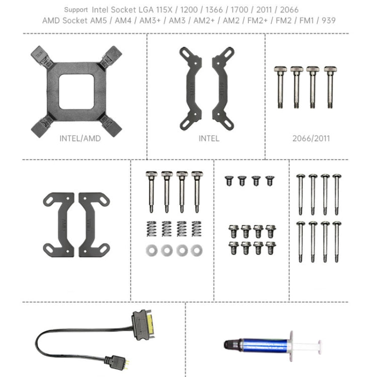 COOLMOON CM-YM-240T Digital ARGB Lens Edition Integrated Water Cooling CPU Cooler Temperature Display CPU Fan, CM-YM-240T