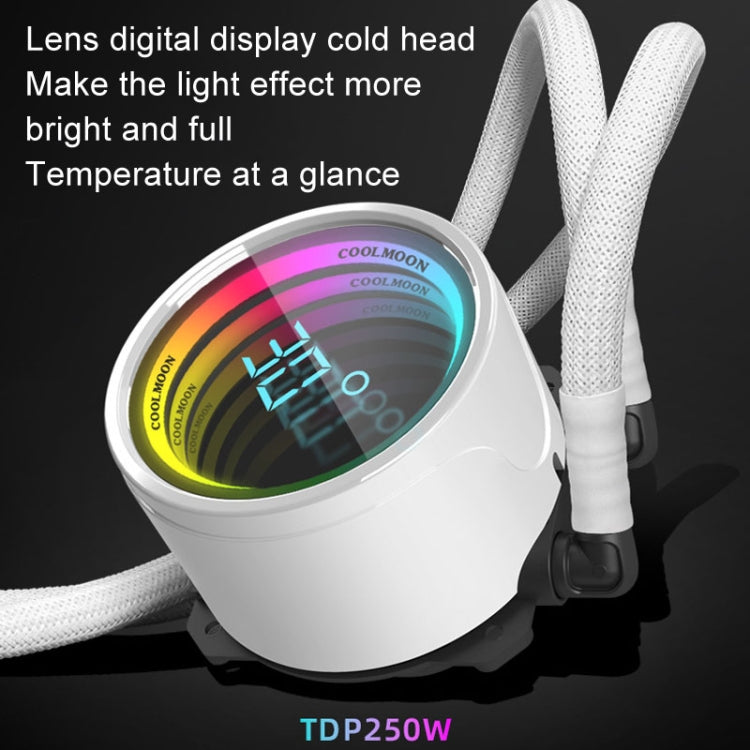 COOLMOON CM-YM-240T Digital ARGB Lens Edition Integrated Water Cooling CPU Cooler Temperature Display CPU Fan, CM-YM-240T