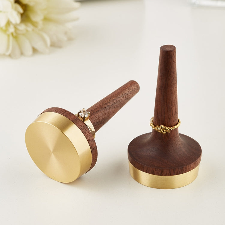 Black Walnut Wood With Brass Stand Ring Holder For Jewelry