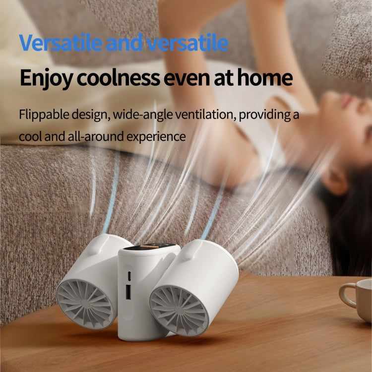 HX-157 Double-head Digital Display Waist-mounted Fan with Emergency Lighting Function