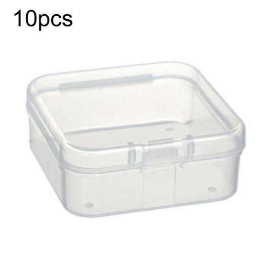 10pcs Square Plastic Transparent Storage Box With Lid Dustproof Earring Ring Jewelry Storage Box