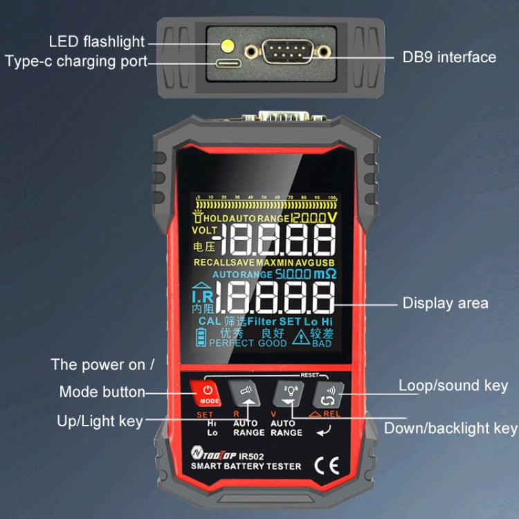 Battery Internal Resistance Tester Lead-Acid Alkaline Lithium Battery Tester