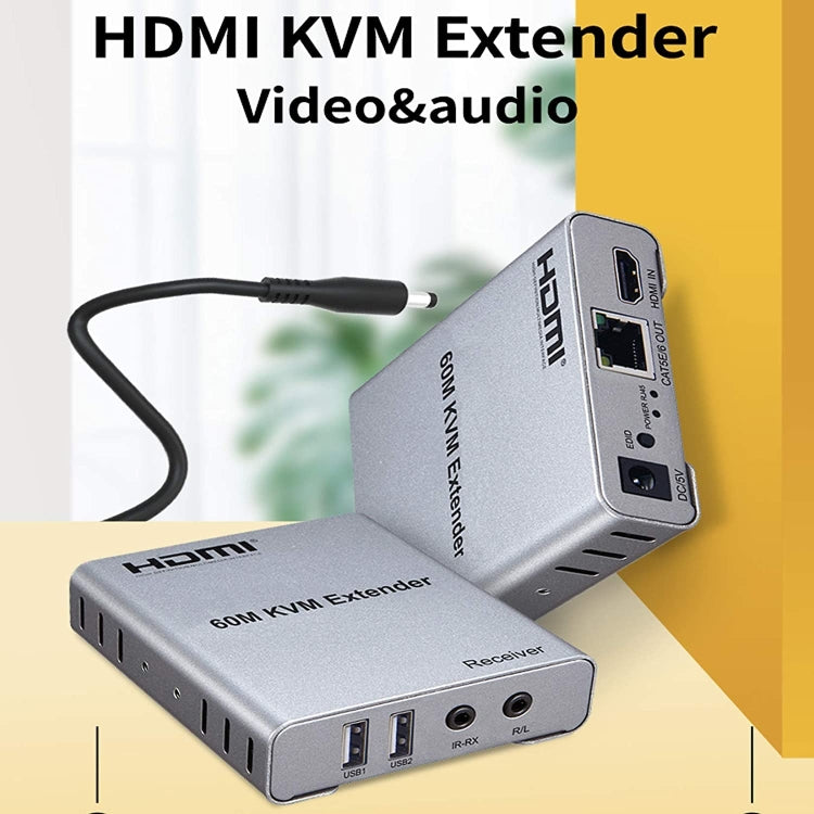 KVM 60m HDMI Network Cable Extender With Audio/Video Transmitter+Receiver, US Plug