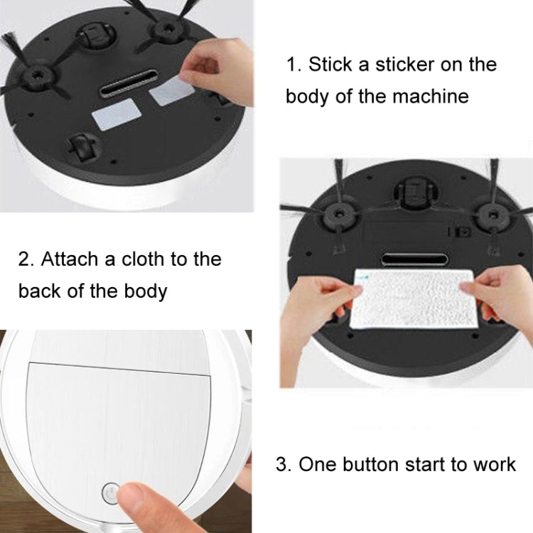 Intelligent Sweeper Robot Home Automatic 3 In 1 Integrated Cleaning Machine Vacuum Cleaner, Battery White, Battery Black, Rechargeable White, Rechargeable Black