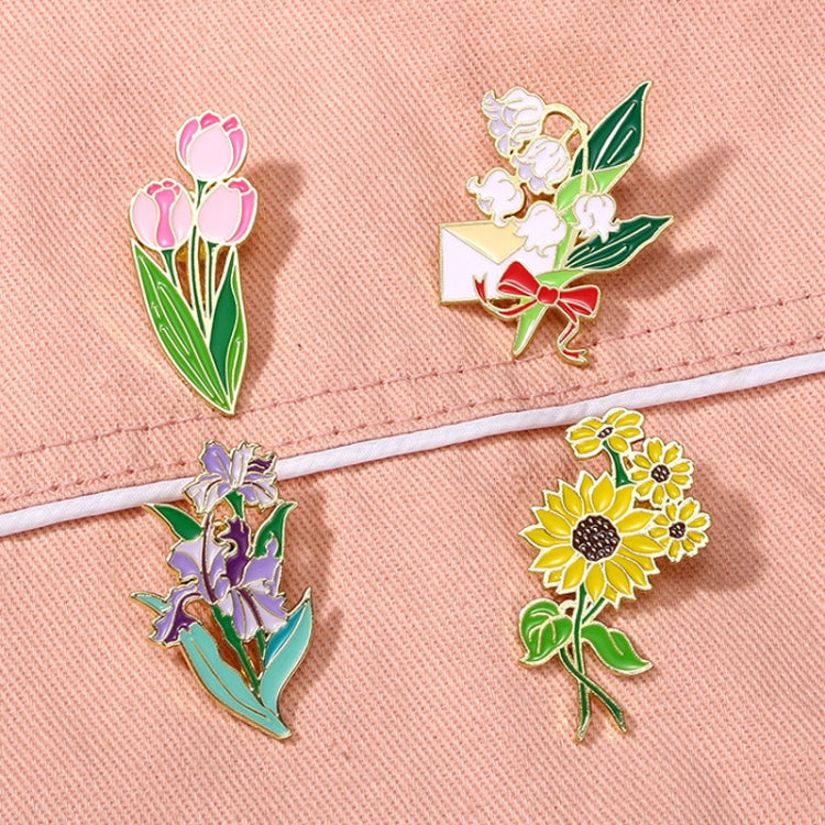 Cartoon Plant Flower Alloy Enamel Badge Garden Style Sunflower Clothing Bag Brooch Ornament