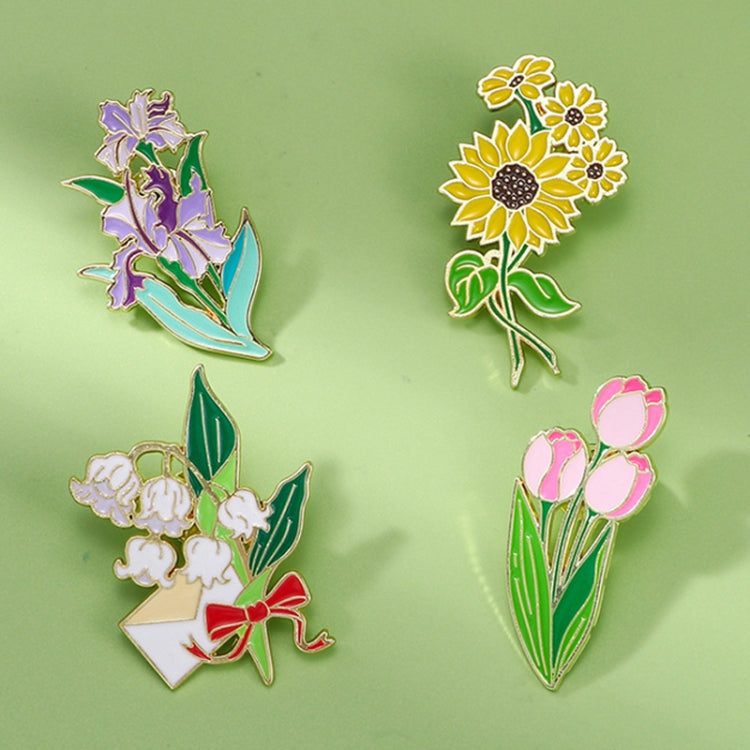 Cartoon Plant Flower Alloy Enamel Badge Garden Style Sunflower Clothing Bag Brooch Ornament