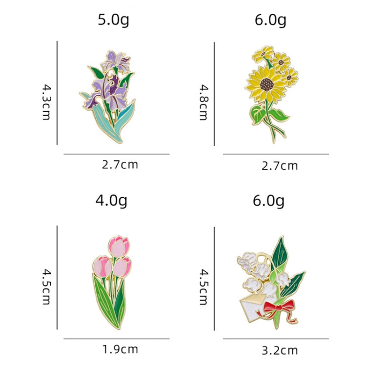 Cartoon Plant Flower Alloy Enamel Badge Garden Style Sunflower Clothing Bag Brooch Ornament