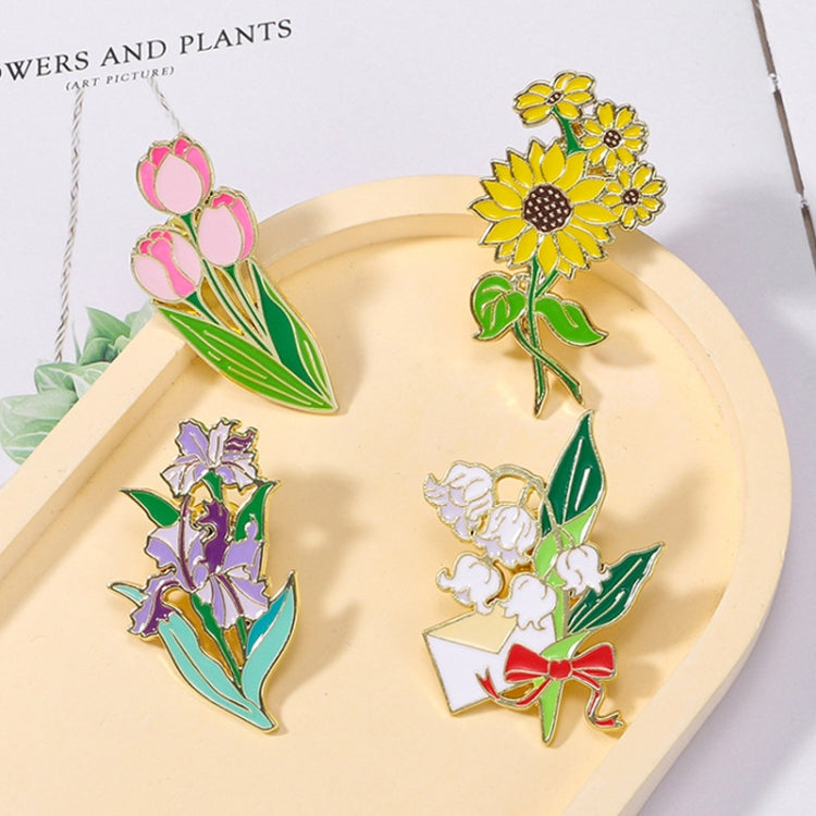 Cartoon Plant Flower Alloy Enamel Badge Garden Style Sunflower Clothing Bag Brooch Ornament