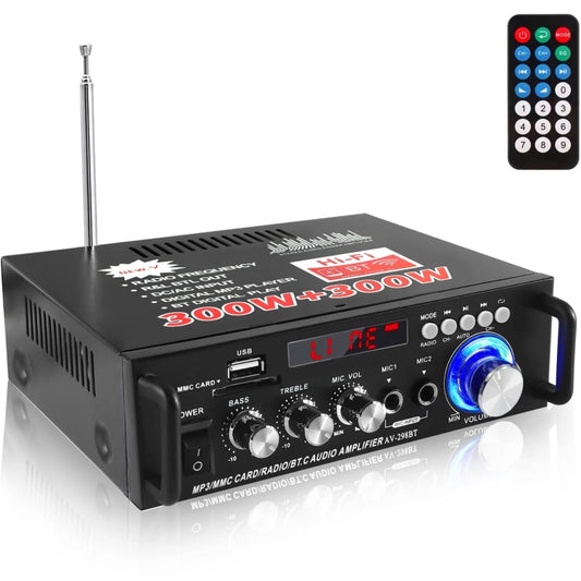 AV-298BT 300W+300W Hi-Fi Stereo Amplifier Bluetooth Home Audio Karaoke Digital Amplifier