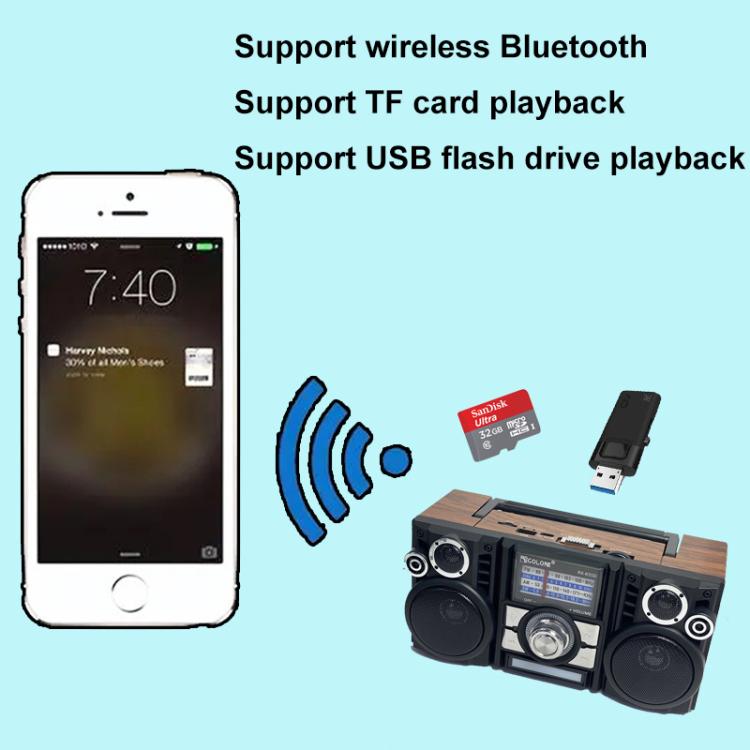 COLON RX-65SD Solar Charging Stereo FM Radio Wireless Bluetooth Speaker