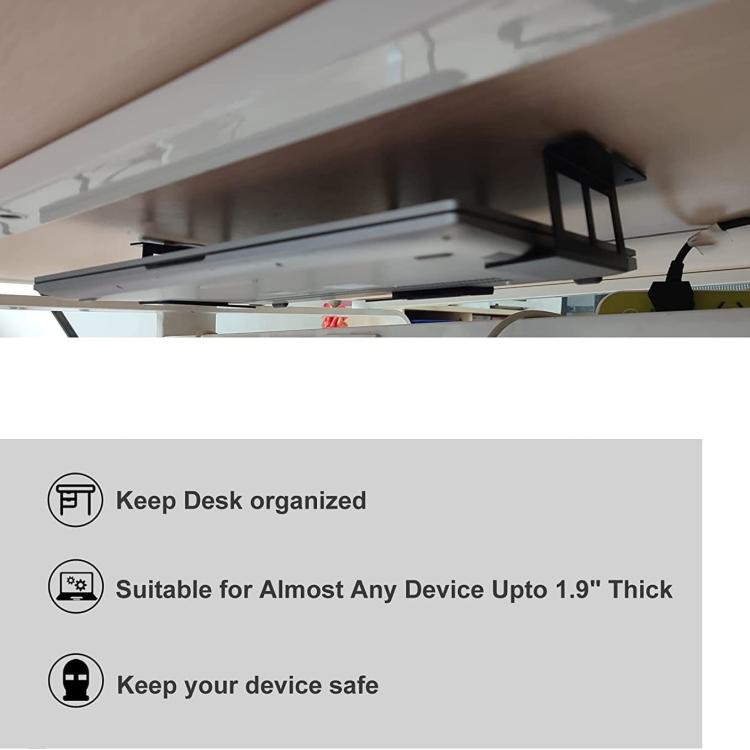 Under Desk Laptop Tablet Mini PC Storage Stand Metal Invisible Tray Rack