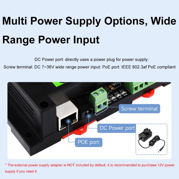 Waveshare 24964 Industrial 8-ch Ethernet Relay Module, PoE Port Communication