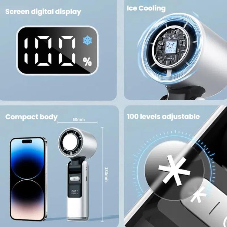 100-gear High Speed Handheld Fan Mini USB Rechargeable Foldable Portable Turbo Small Fan With Cooling