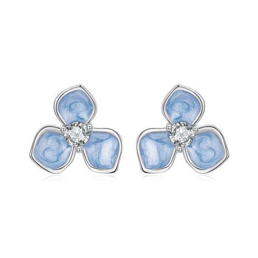 S925 Sterling Silver Platinum-Plated Sweet Flower Earrings