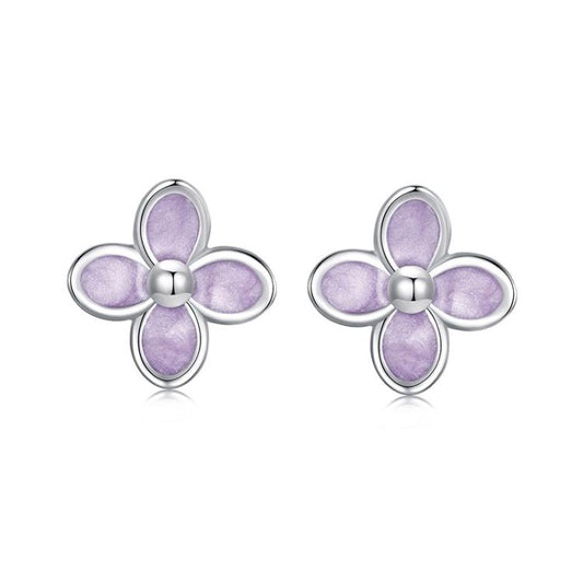 S925 Sterling Silver Platinum-Plated Lilac Earrings