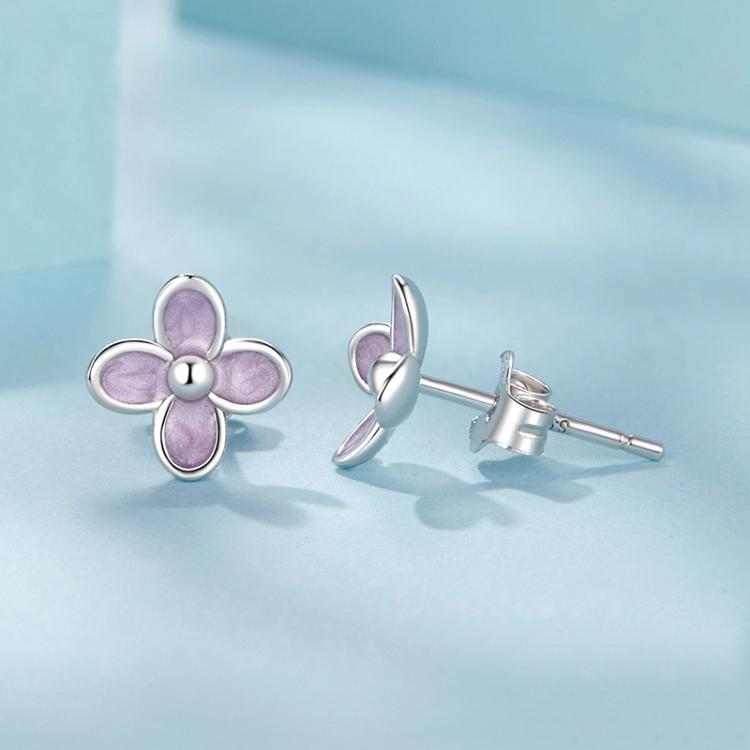 S925 Sterling Silver Platinum-Plated Lilac Earrings