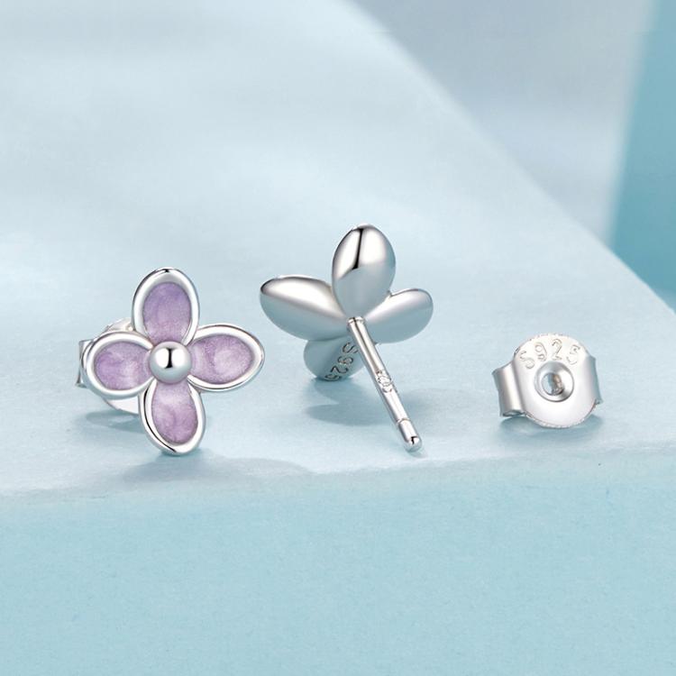 S925 Sterling Silver Platinum-Plated Lilac Earrings