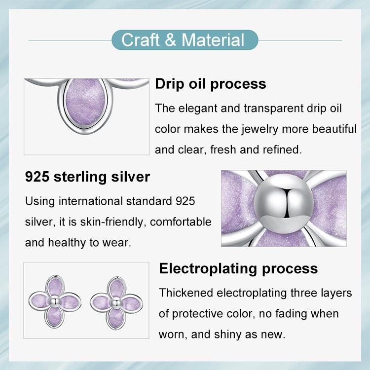 S925 Sterling Silver Platinum-Plated Lilac Earrings