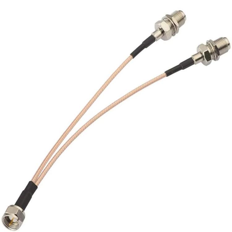 F-Splitter Coaxial RF Cable F Male To Dual Female Splitter