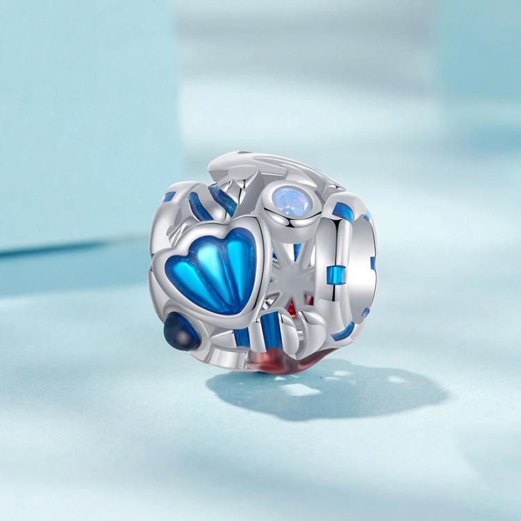 S925 Sterling Silver Platinum-plated Marine Shell Creature Hollow DIY Beads