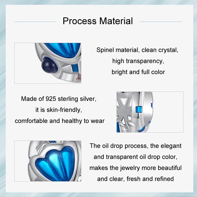 S925 Sterling Silver Platinum-plated Marine Shell Creature Hollow DIY Beads