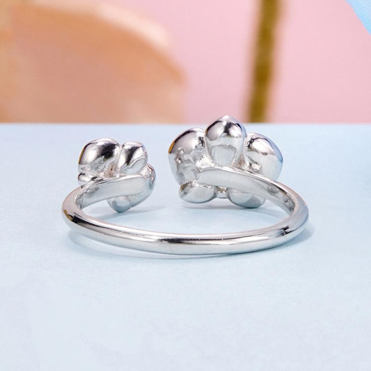 S925 Sterling Silver Phalaenopsis Flower Adjustable Open Ring