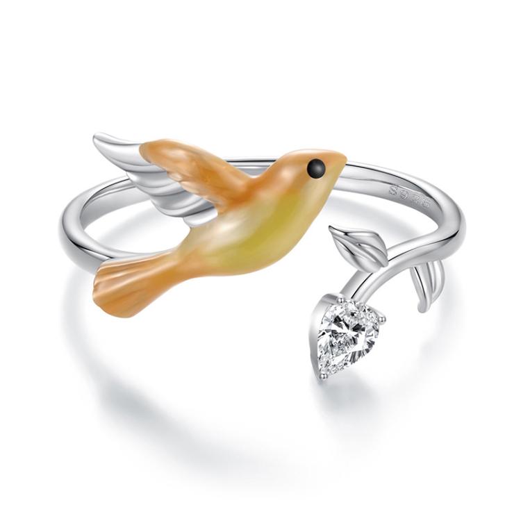 S925 Sterling Silver Vivid Oriole Open Adjustable Ring