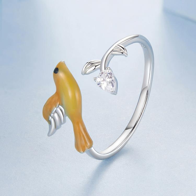 S925 Sterling Silver Vivid Oriole Open Adjustable Ring