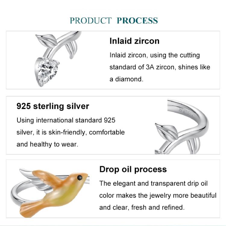 S925 Sterling Silver Vivid Oriole Open Adjustable Ring