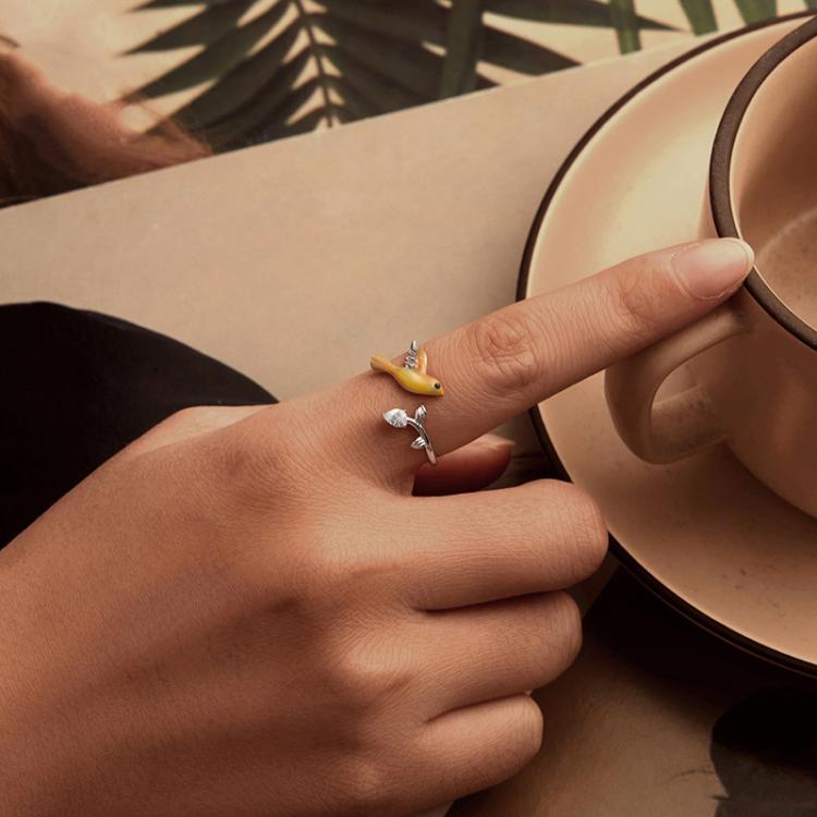 S925 Sterling Silver Vivid Oriole Open Adjustable Ring