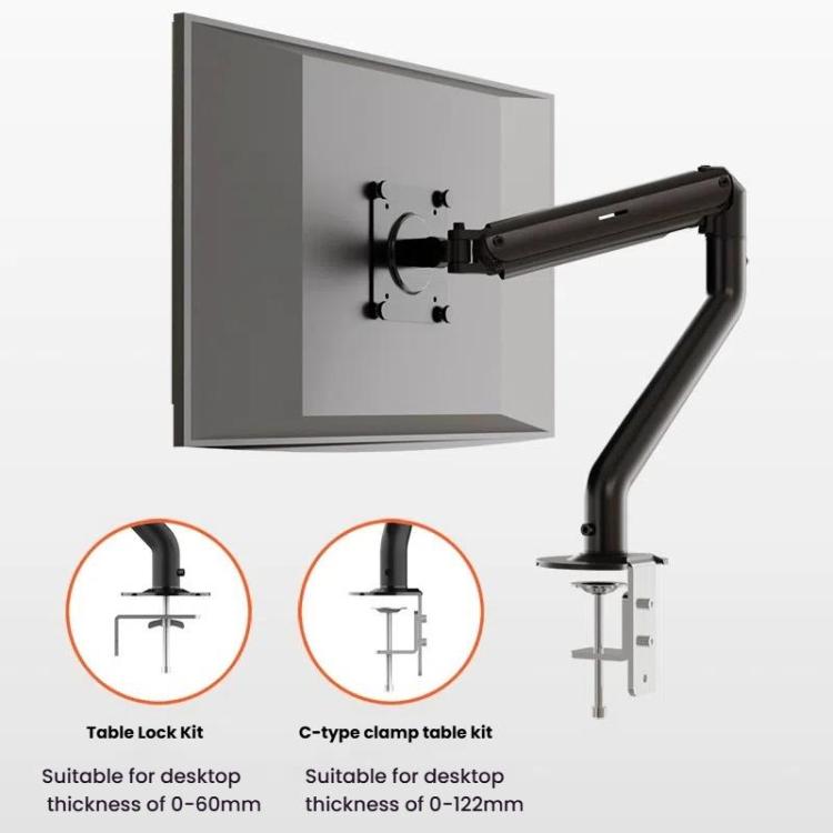 For 15-32 Inch Monitor Bracket Adjustable Gas Spring Computer Screen Desk Mount Stand, Arm Black, Arm White