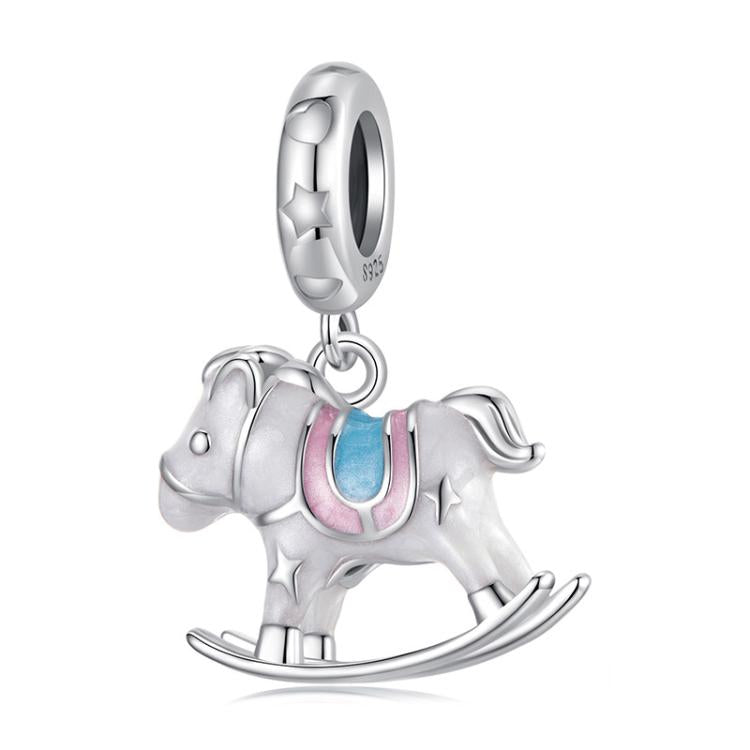 S925 Sterling Silver Platinum-Plated Cute Toy Trojan Horse Pendant