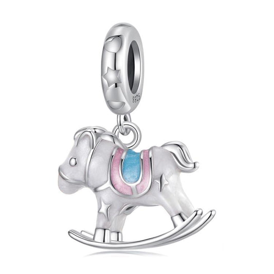 S925 Sterling Silver Platinum-Plated Cute Toy Trojan Horse Pendant