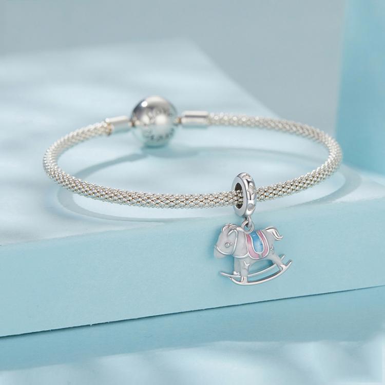 S925 Sterling Silver Platinum-Plated Cute Toy Trojan Horse Pendant