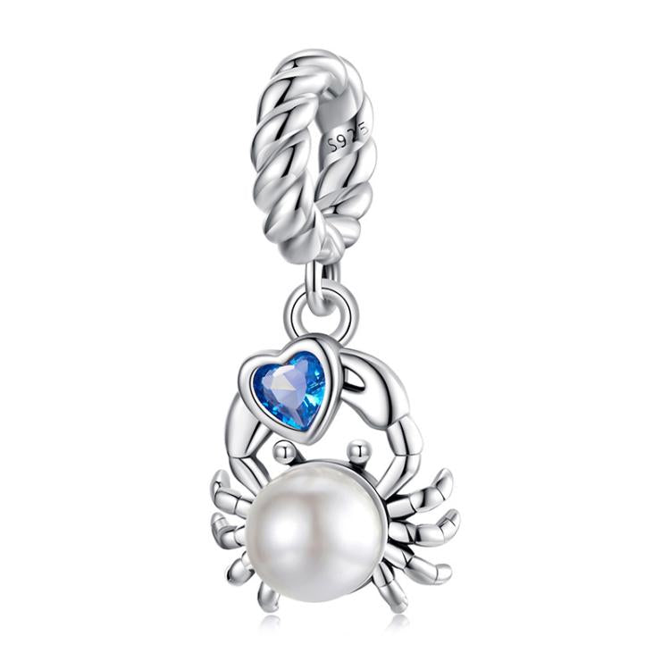 S925 Sterling Silver Cute Crab Jewelry Pendant Animal Beads