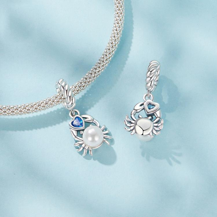 S925 Sterling Silver Cute Crab Jewelry Pendant Animal Beads