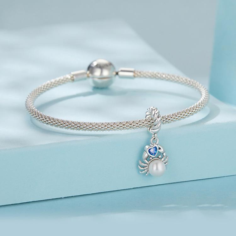 S925 Sterling Silver Cute Crab Jewelry Pendant Animal Beads