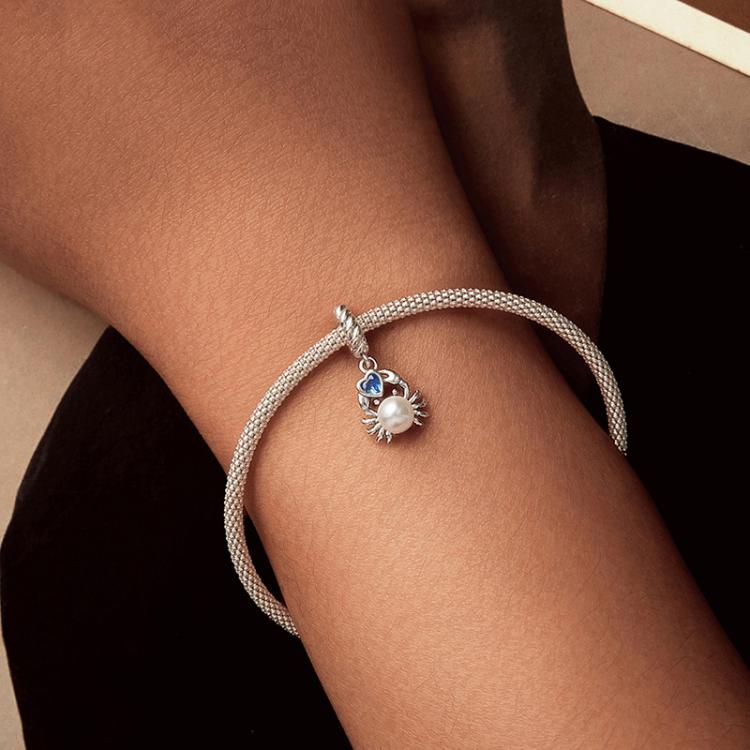 S925 Sterling Silver Cute Crab Jewelry Pendant Animal Beads