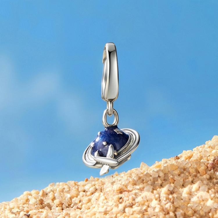 S925 Sterling Silver Global Travel Pendant Openable Buckle Head Beads