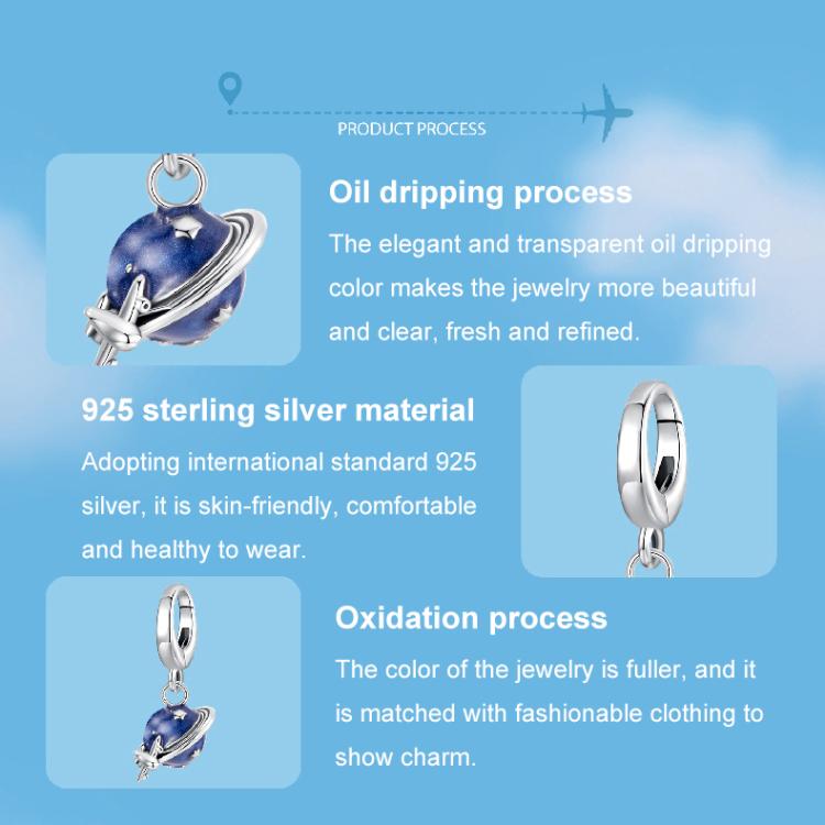 S925 Sterling Silver Global Travel Pendant Openable Buckle Head Beads