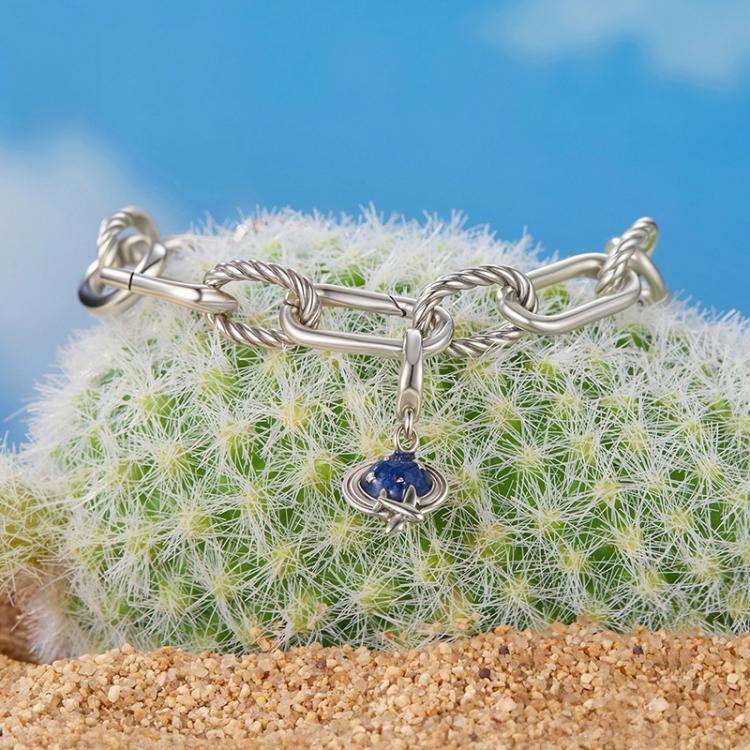 S925 Sterling Silver Global Travel Pendant Openable Buckle Head Beads